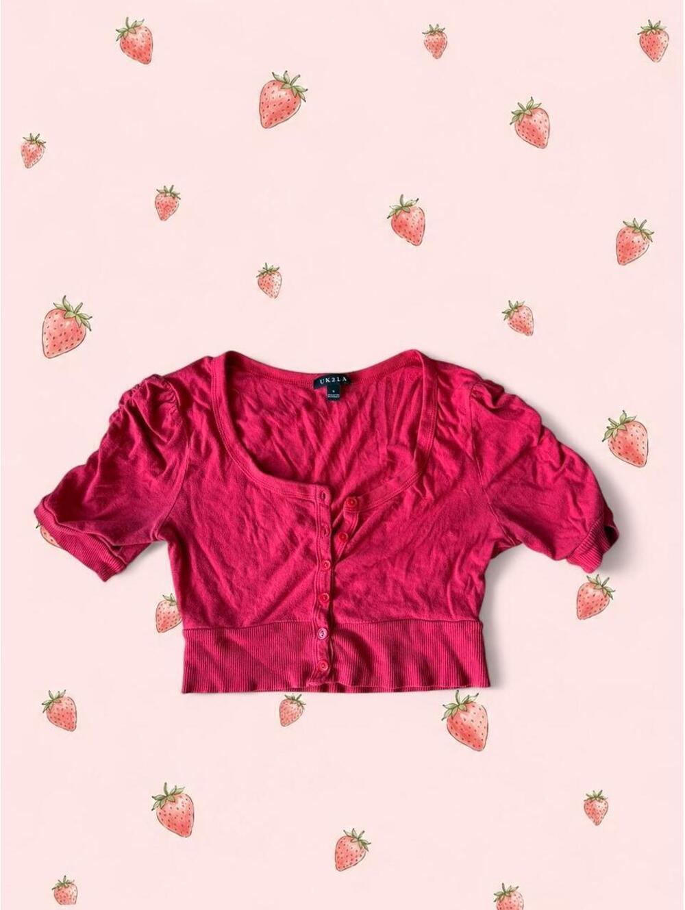 UK2LA red cropped bolero cardigan